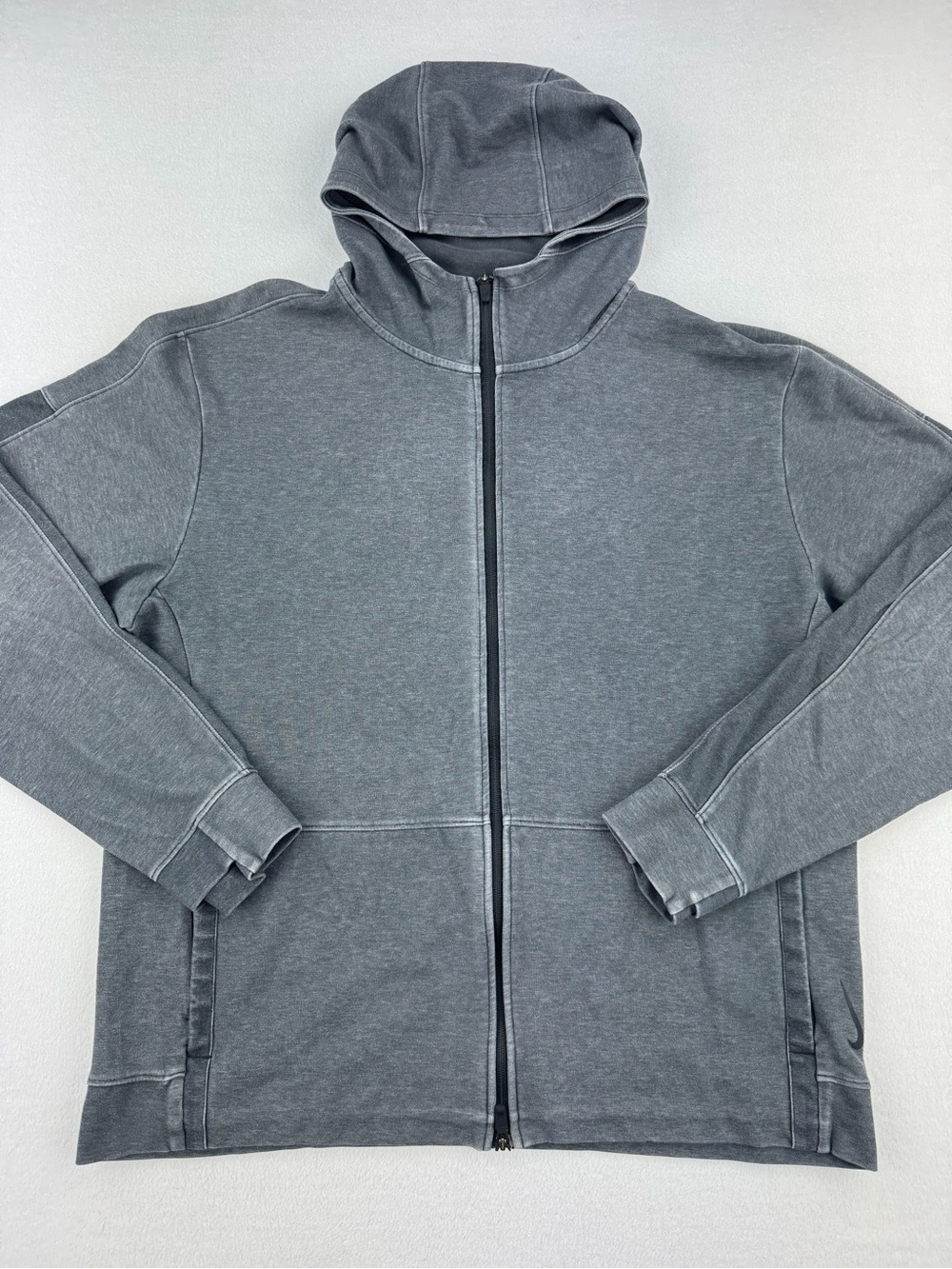 Nike Yoga Dri Fit Men’s Washed Gray Full Zip Hoodie Relaxed Fit Size XL